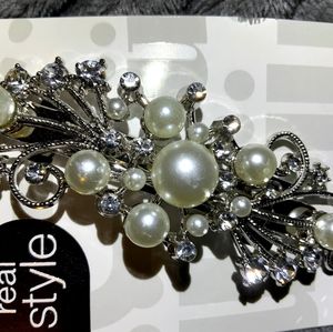 NEW Bridal Faux Pearl and Rhinestone Barrette
